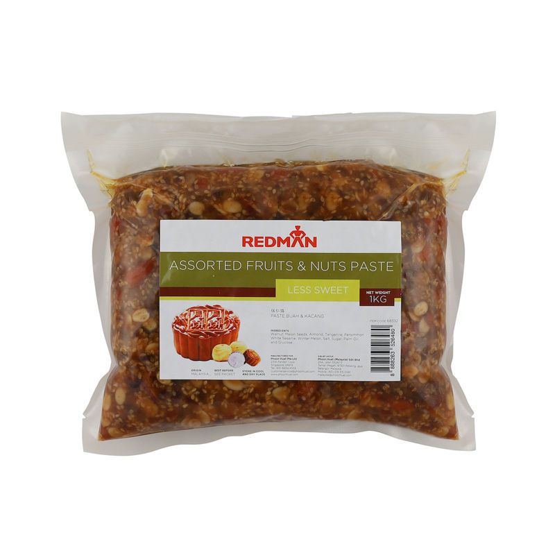 

Redman Assorted Fruits & Nuts Paste Less Sweet 1 Kg Filling Gojin Mooncake Mix Mixed Nut Go Jin