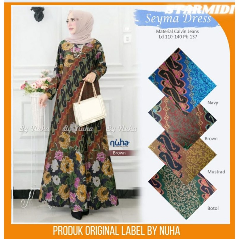 Seyma Nuha Gamis Calvin Jeans Busui Size Jumbo Motif Batik