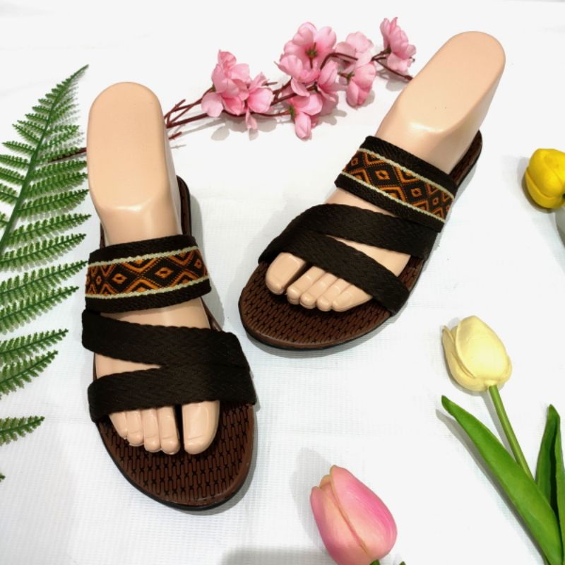 Sandal wanita murah ban 3 batik ( Felonie SD 01 batik ) Turki rajut terbaru