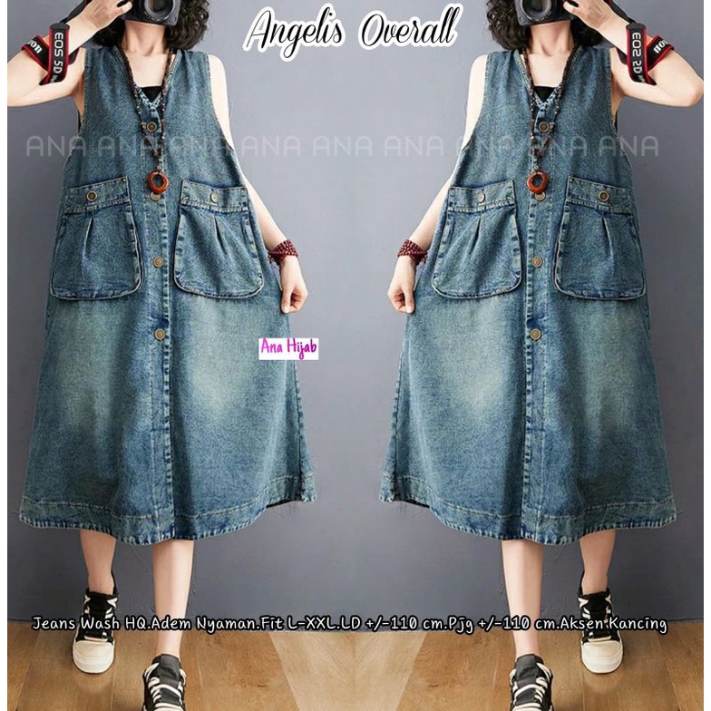 Overall Jeans Angelis Dress Midi Jumbo Bigsize Oversize XXL