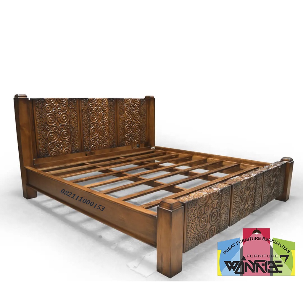 DIPAN TEMPAT TIDUR KLASIK UKIRAN KAYU JATI JEPARA|| DIPAN MURAH BAGUS / GARANSI 3 THN ( FREE ONGKIR 