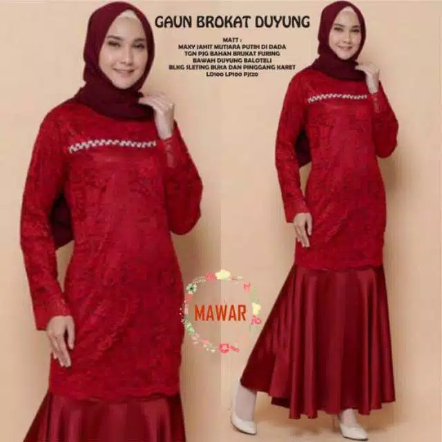 busana muslim gaun brokat duyung party dress mermaid broklat