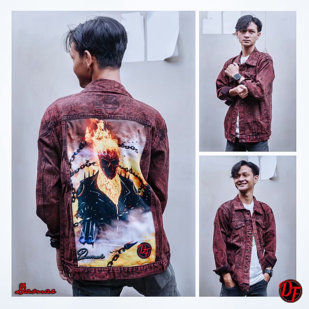 JAKET JEANS PRINTING GAMBAR ANIMASI-JAKET DENIM REMAJA GAUL KEKINIAN UKURAN L XL TERMURAH BISA BAYAR DI TEMPAT