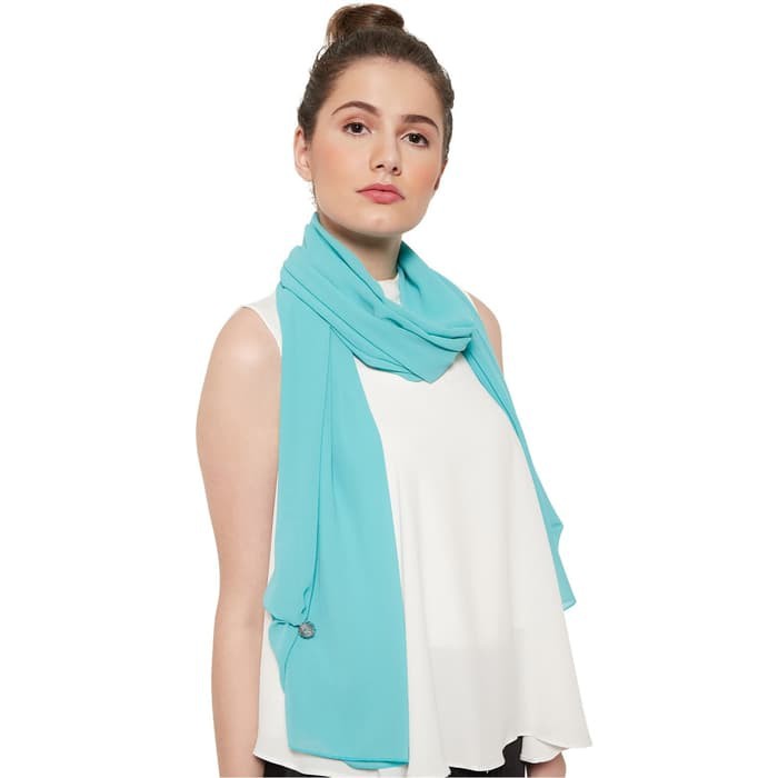 Scarf Leher Syal Leher  Polos  Pasmina Panjang  Sifon Toska GESYAL