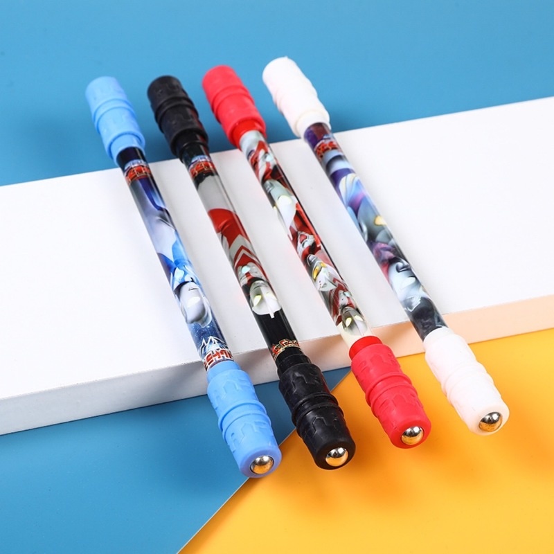 1pc Pulpen Gel Putar Portable Bahan Plastik Motif Ultraman Untuk Stationery Sekolah / Kantor