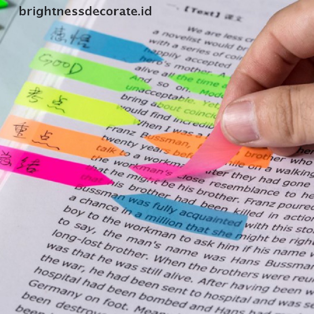 100 Lembar Kertas Memo Pad Sticky Note Bentuk Panah Fluorescent