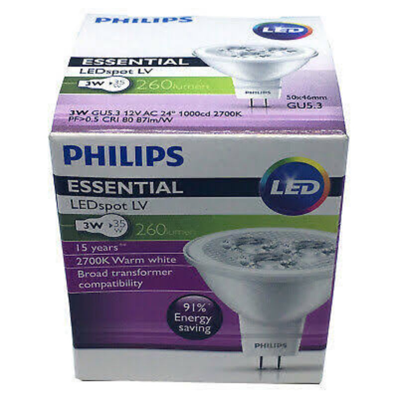 Philips Halogen Led Essential 3w MR16 cucuk 12V 2700K Philips
