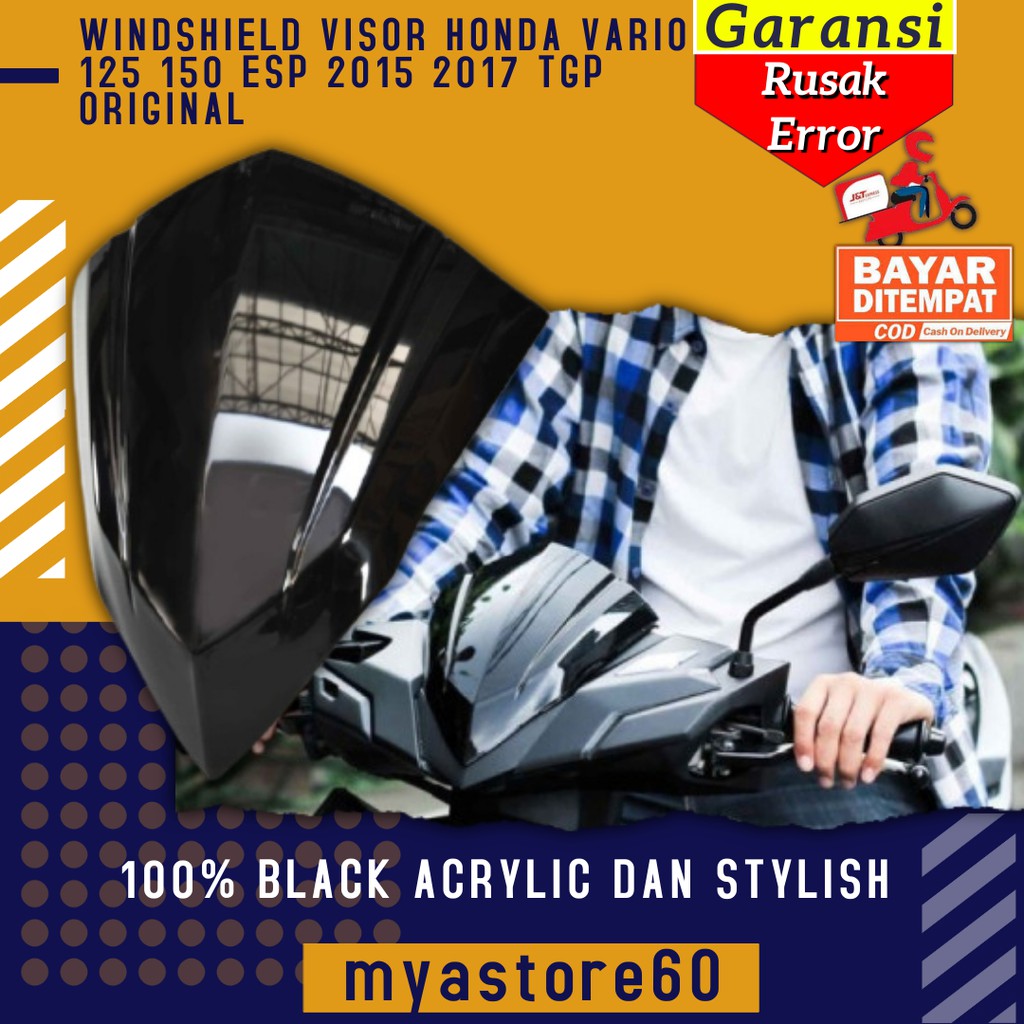 WINDSHIELD TAMENG ANGIN COVER VISOR HITAM HONDA VARIO 125 150 ESP 2015 2017 SPORTY TGP ORIGINAL ASLI