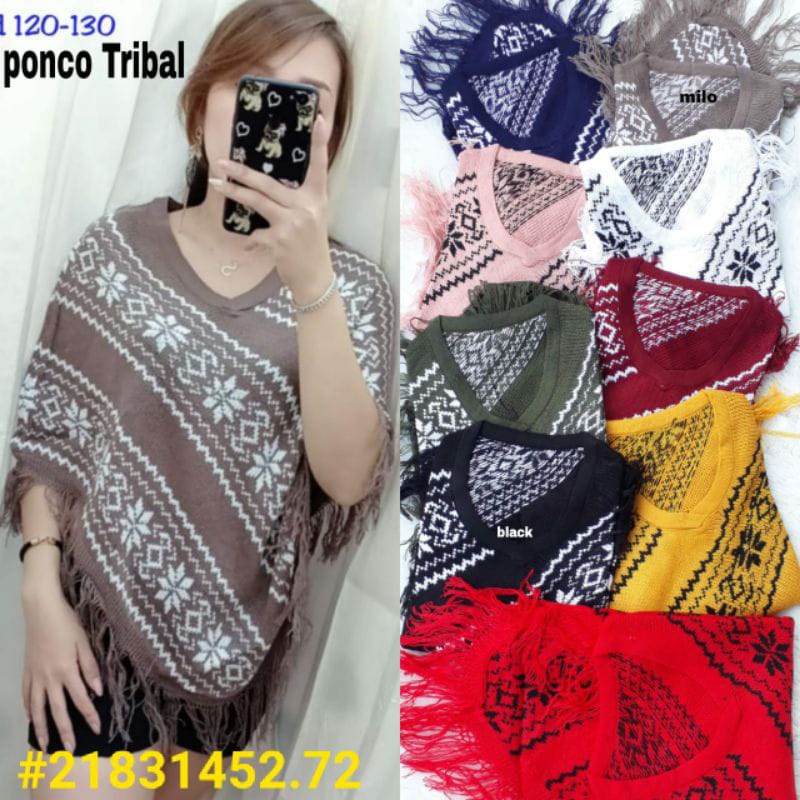 cardigan rajut ponco rawis/atasan wanita rajut batik rumbai / cardigan Ponco/rajut ponco batik/sweater bluse rajut poncho rawis