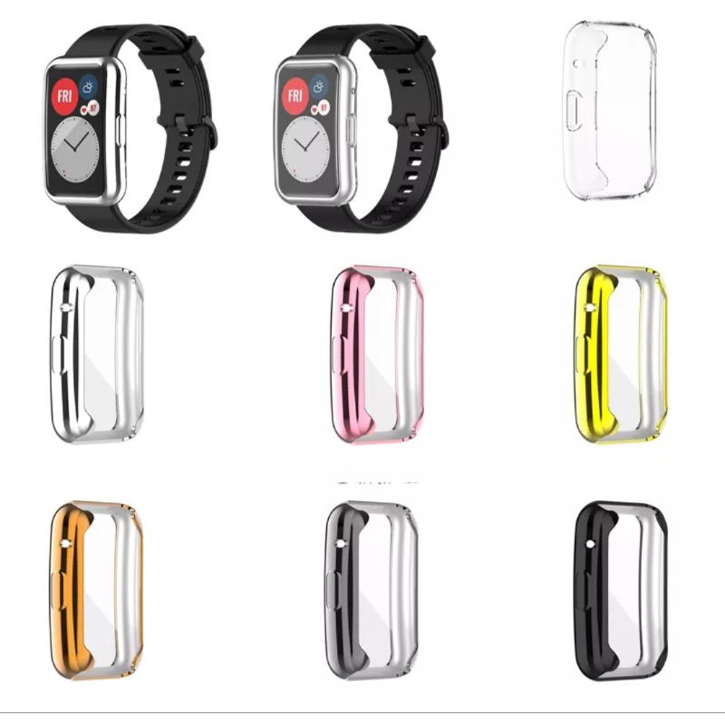 BUMPER TPU CASE HUAWEI WATCH FIT 1 SOFT SILICONE SILIKON SHELL CASING COVER BODY SCREEN PELINDUNG ANTI GORES LAYAR HUAWEI WATCH FIT 1 PROTECTOR FULL BODY SCREEN SCREEN GUARD LCD HUAWEI WATCH FIT 1 SOFT SILICON