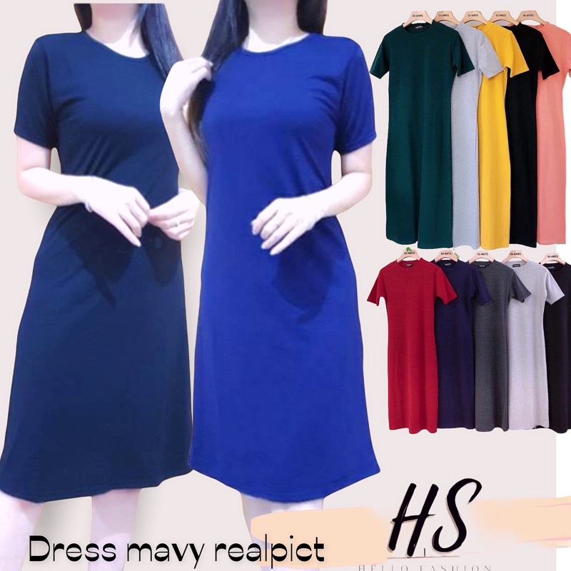 DRESS LONG MAVY POLOS/DRESS CASUAL WANITA