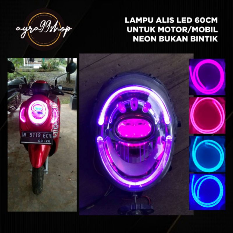 LAMPU ALIS LED 60CM UNTUK MOTOR/MOBIL NEON BUKAN BINTIK