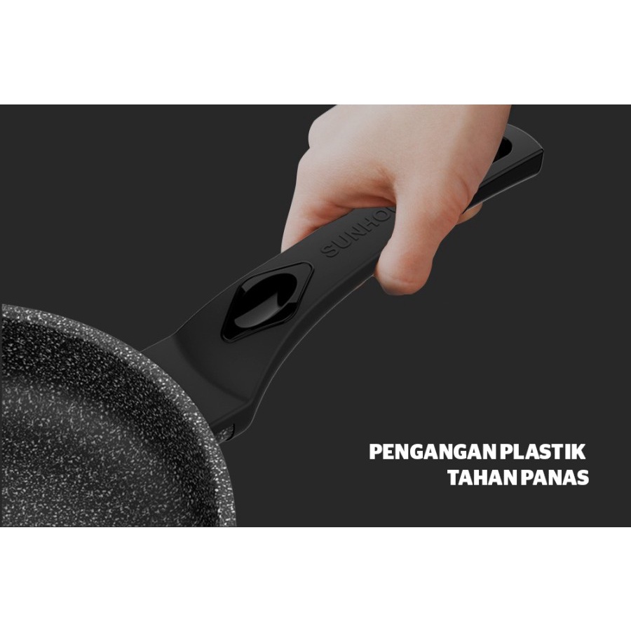 Sunhouse SBD26 Marble Frypan Anti Lengket Hitam 26 cm 1 Pcs