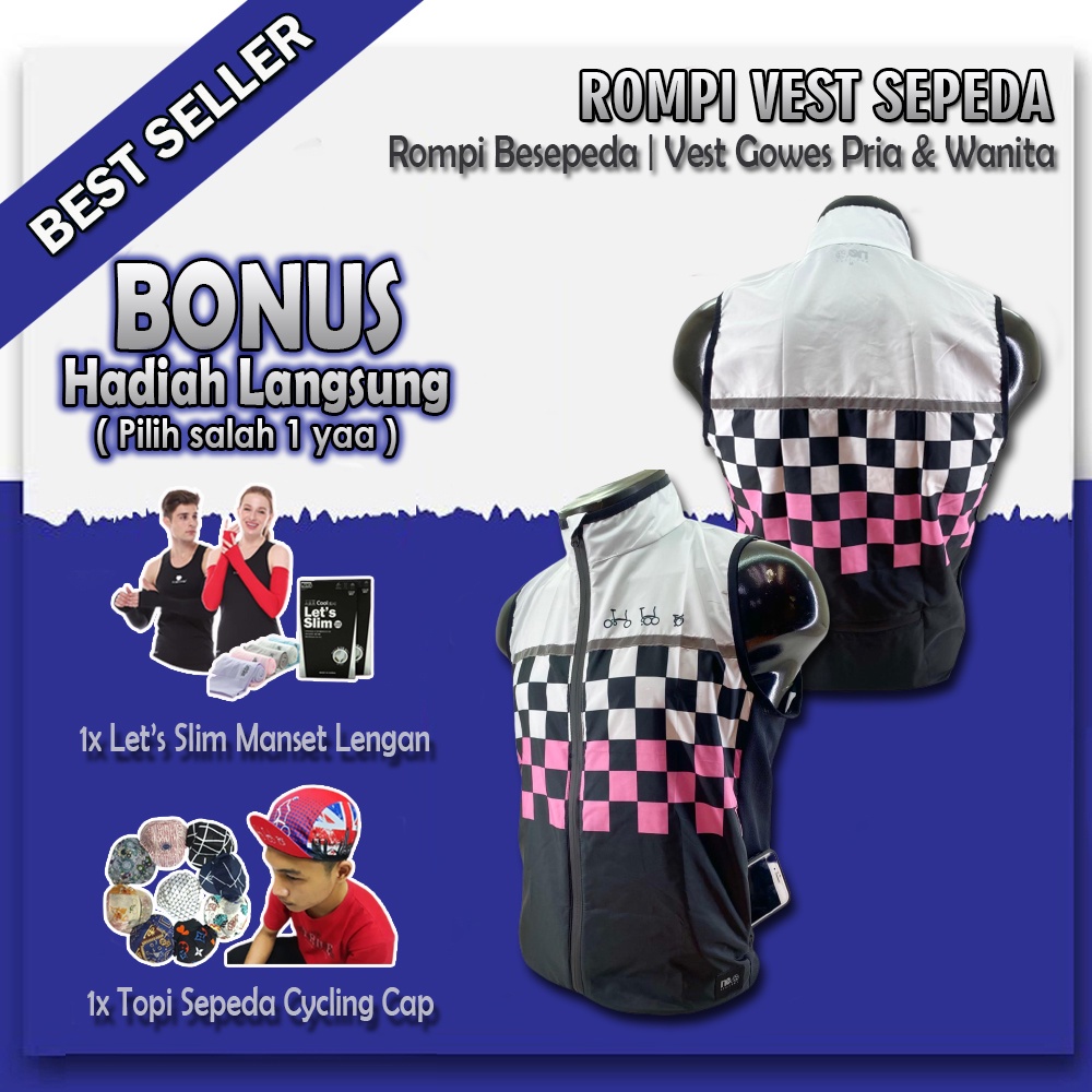 Rompi Sepeda Lipat Vest Windbreaker Pria Wanita