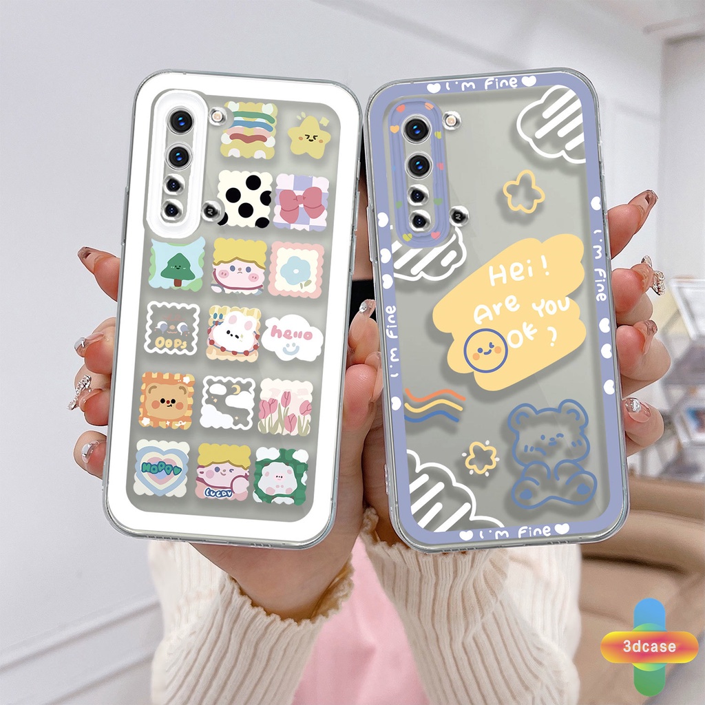 Soft TPU Case Realme C11 2021 C21Y C31 C35 C15 C21 C25 C20 C3 C12 C2 C25S 5S 5 5S 5i C17 7i C1 C25Y C2 C3i 6i C20A realme Narzo 20 10 10A 20A 30A A7 A5S A15 A16 Y12 Y20 Y15S A03 Cute Cartoon Cloud  Bear Transparent Case