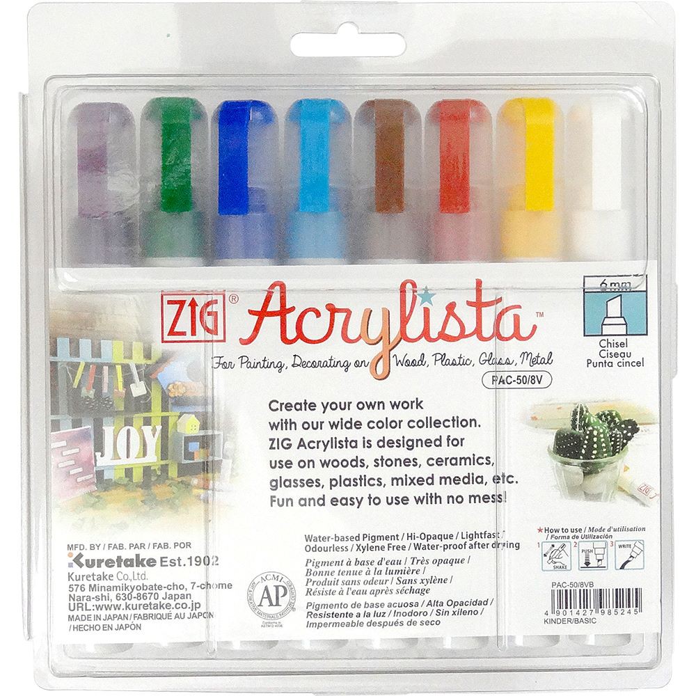 

ZIG KURETAKE ACRYLISTA CHISEL PAC-50/8VB (KINDER/BASIC) 8 COLOUR SET