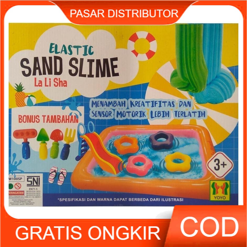 Mainan Anak Pasir Ajaib Elastic Sand Slime Plus Nampan Tatakan Edukasi - Mainan Anak