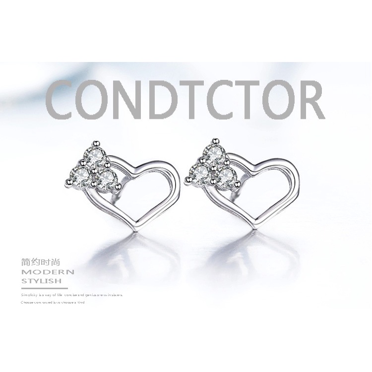Anting Perak 925 Wanita Cinta Hati Fashion Perhiasan/Subang Telinga anting perempuan