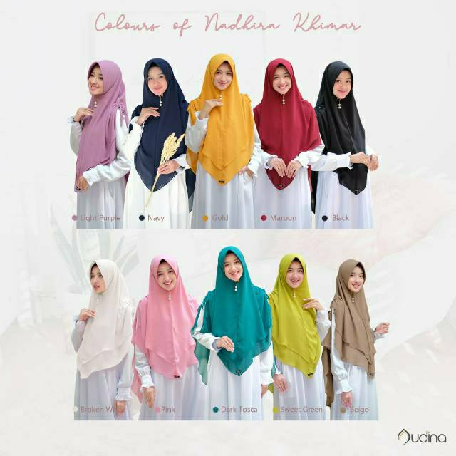 Nadhira Khimar ceruty babydoll by Audina/Khimar Putih Tulang/Jilbab Putih/Khimar Broken white