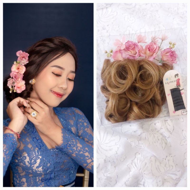 set hairdo sanggul modern mawar cherry / set hairdo modern / hairdo pesta / sanggul bali modern / ha