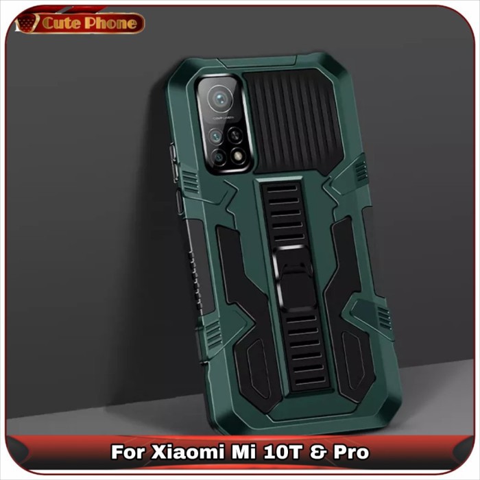 Casing Hard Soft Case Xiaomi Mi 10T Mi10T Pro Rotor Armor Back Stand
