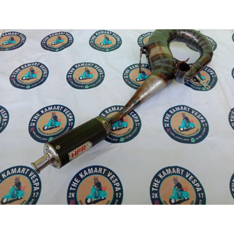 KNALPOT  HFR BUANG KANAN VESPA 150CC BIG SILINCER CARBONE UNTUK VESPA PXSERIES-EKLUSIVE-PS-SUPER DLL