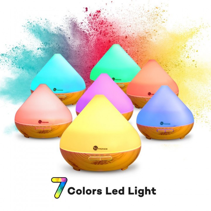 H30 Ultasonic Humidifier Aroma Diffuser 7 Color LED 300ml Brown