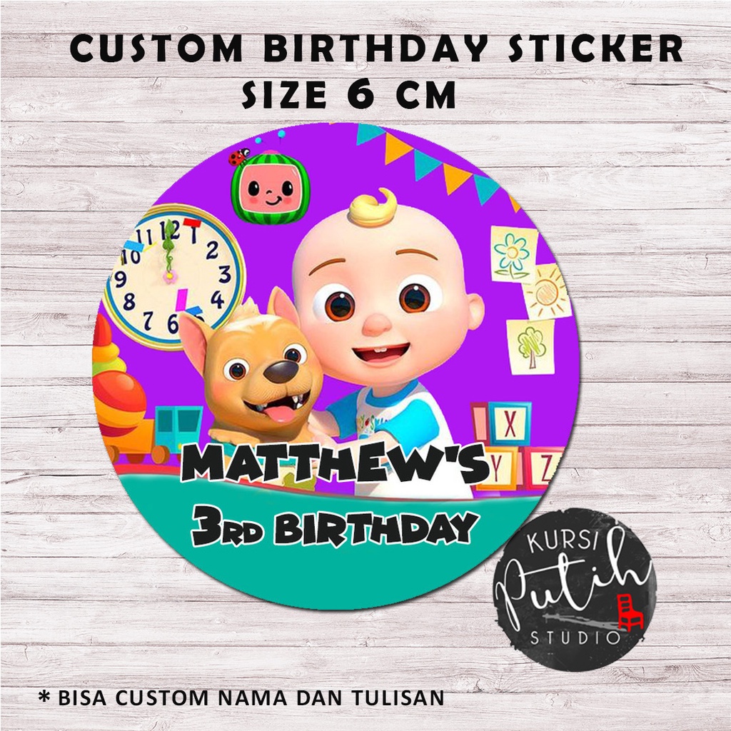 

custom birthday sticker tema cocomelon coco