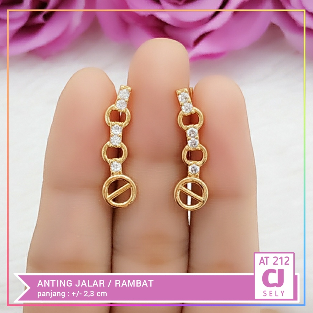 anting xuping anting dewasa jalar rantai mata zirkon perhiasan wanita lapis emas gold AT 212