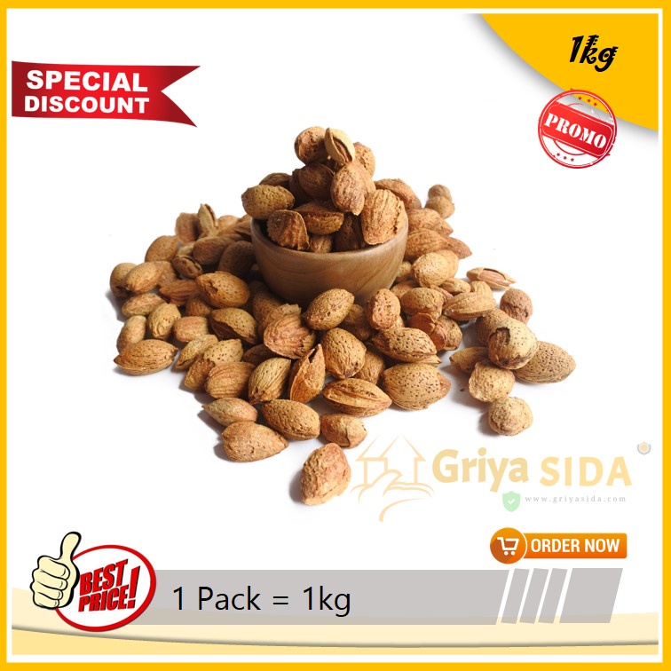 Roasted Almond Kulit 1 Kg Butter Milk Kacang Almond Oleh Oleh Haji dan Umroh