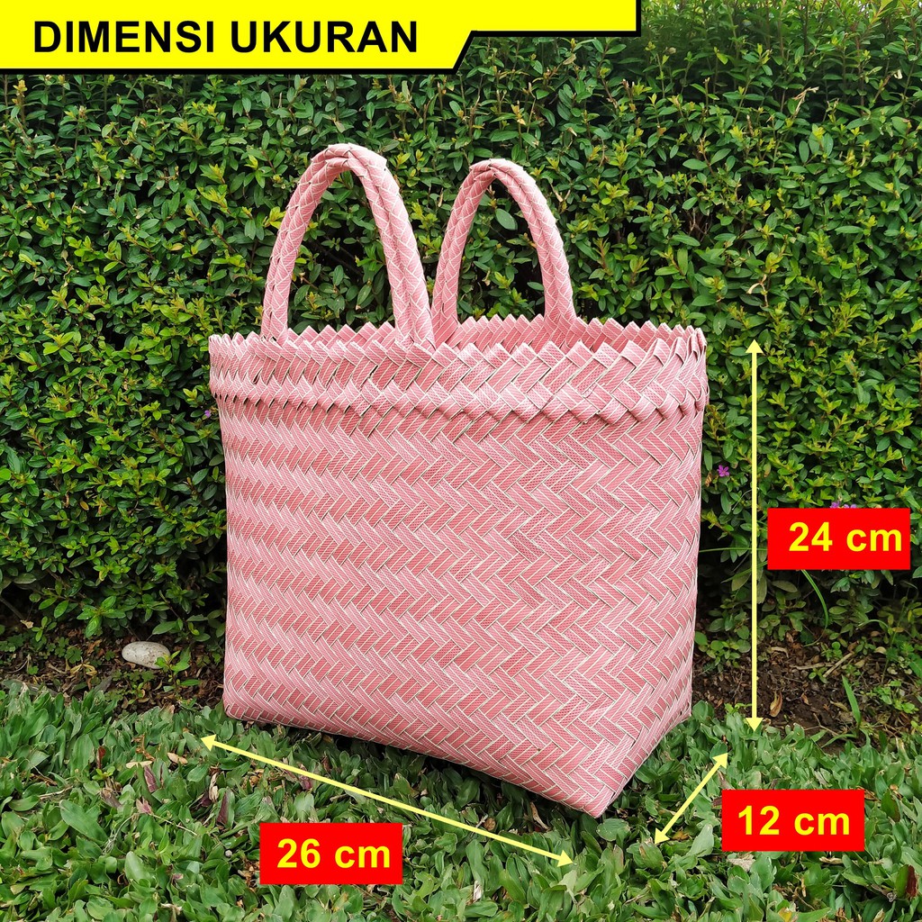 Tas Anyaman Plastik Polos Sedang (M) / Tas Bingkisan Hampers Parcel Souvenir