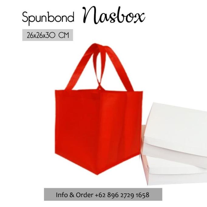 [COD] Per 12pc Tas Spunbond 26x26x30cm Kotak Nasi box Merah Goodiebag [COD]