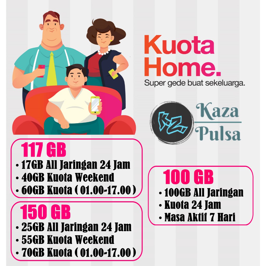 Paket Kuota 3 Tri Home 100GB 117GB 150GB Three 33GB Jumbo 24GB 30GB 32GB 38GB 85GB Reguler