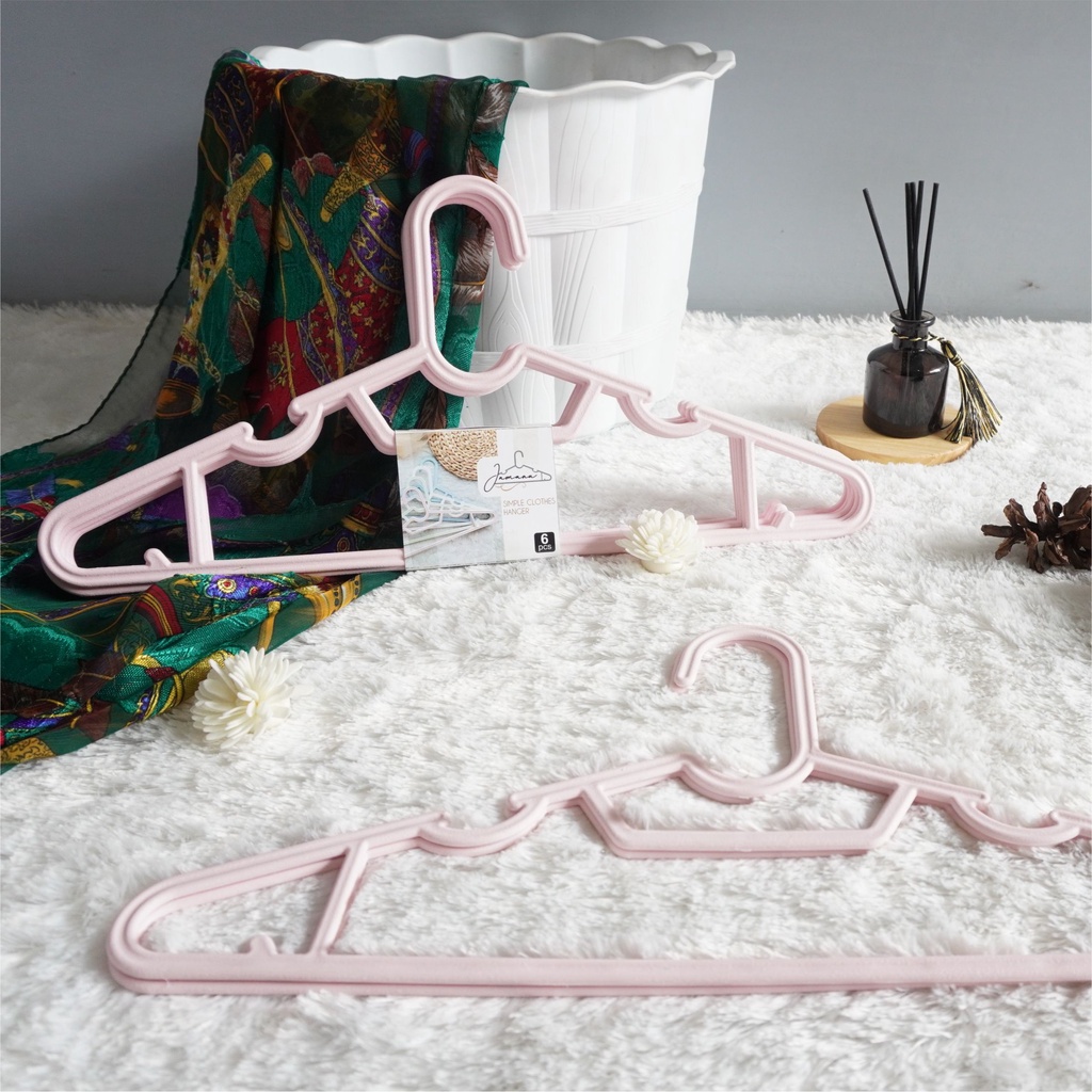 GANTUNGAN HANGER BAJU 6 PCS CLOTHES HANGER GANTUNGAN BAJU CELANA HANGER DEWASA