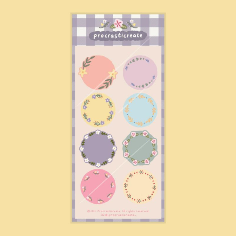 

'Flower Wreath' Kiss Cut Diary Journal Sticker Sheet | Procrasticreate