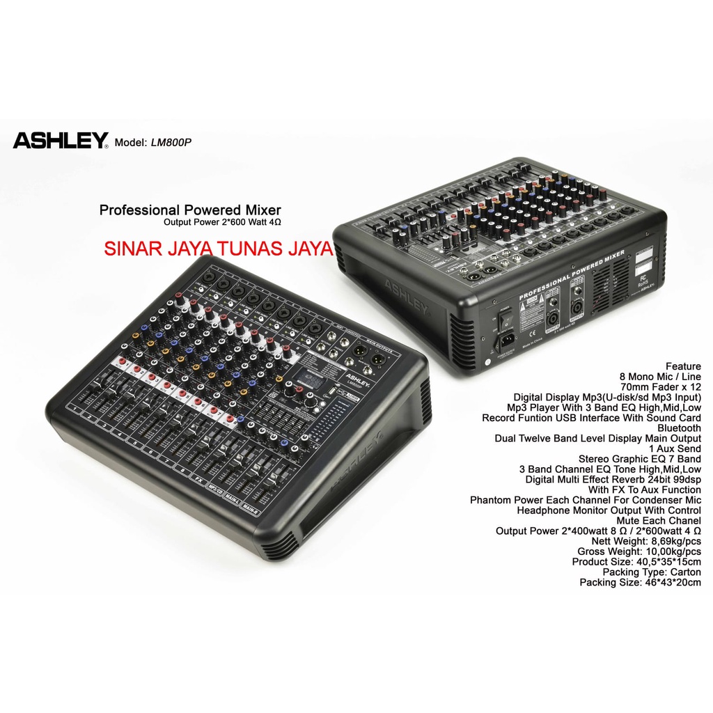 Power Mixer Ashley LM800P LM 800P LM 800 P utk Karaoke, Audio, Studio