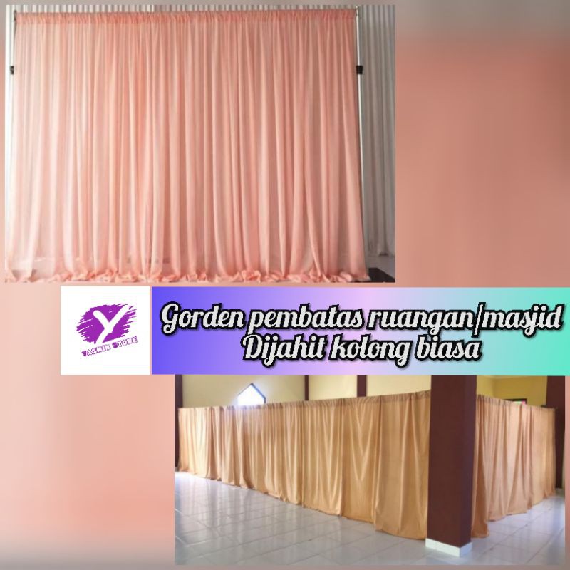 Gorden pembatas masjid model jahit biasa, kain backdrop, background foto studio, model gorden serut 
