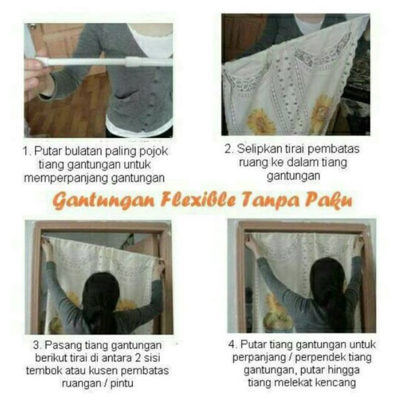 Tiang fleksibel gorden /TIANG PINTU/ TIANG KOLONG DAPUR/tiang fleksibel / tongkat gorden/  tongkat ajaib JKT