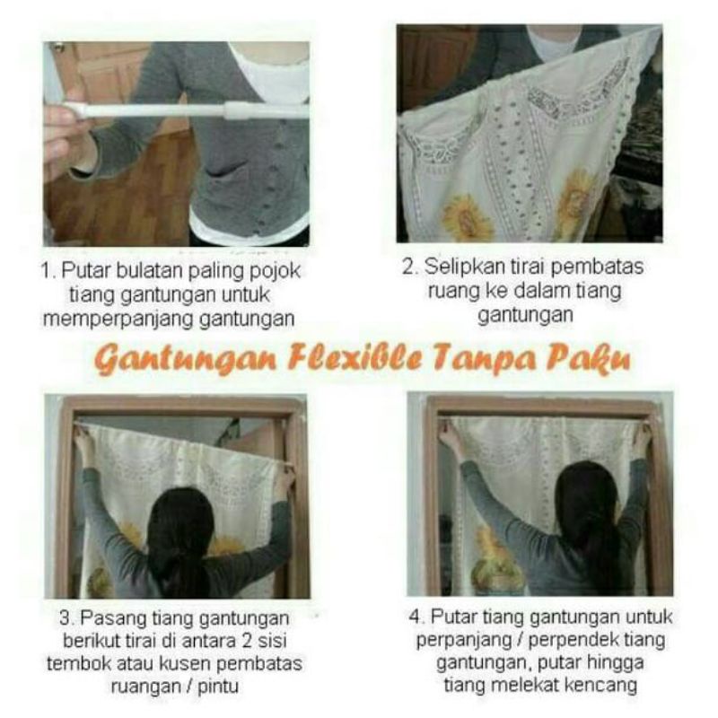 Tiang fleksibel gorden /TIANG PINTU/ TIANG KOLONG DAPUR/tiang fleksibel / tongkat gorden/  tongkat ajaib JKT