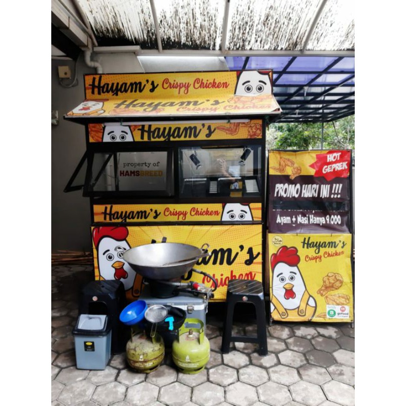 Jual BANDUNG FULL SET Gerobak Alumunium Kaca Roda Etalase Kios Stand