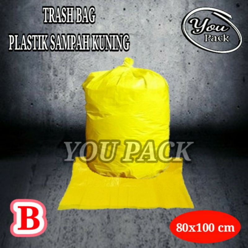 TRASH BAG KANTONG PLASTIK SAMPAH KRESEK KUNING B JUMBO 80X100 CM
