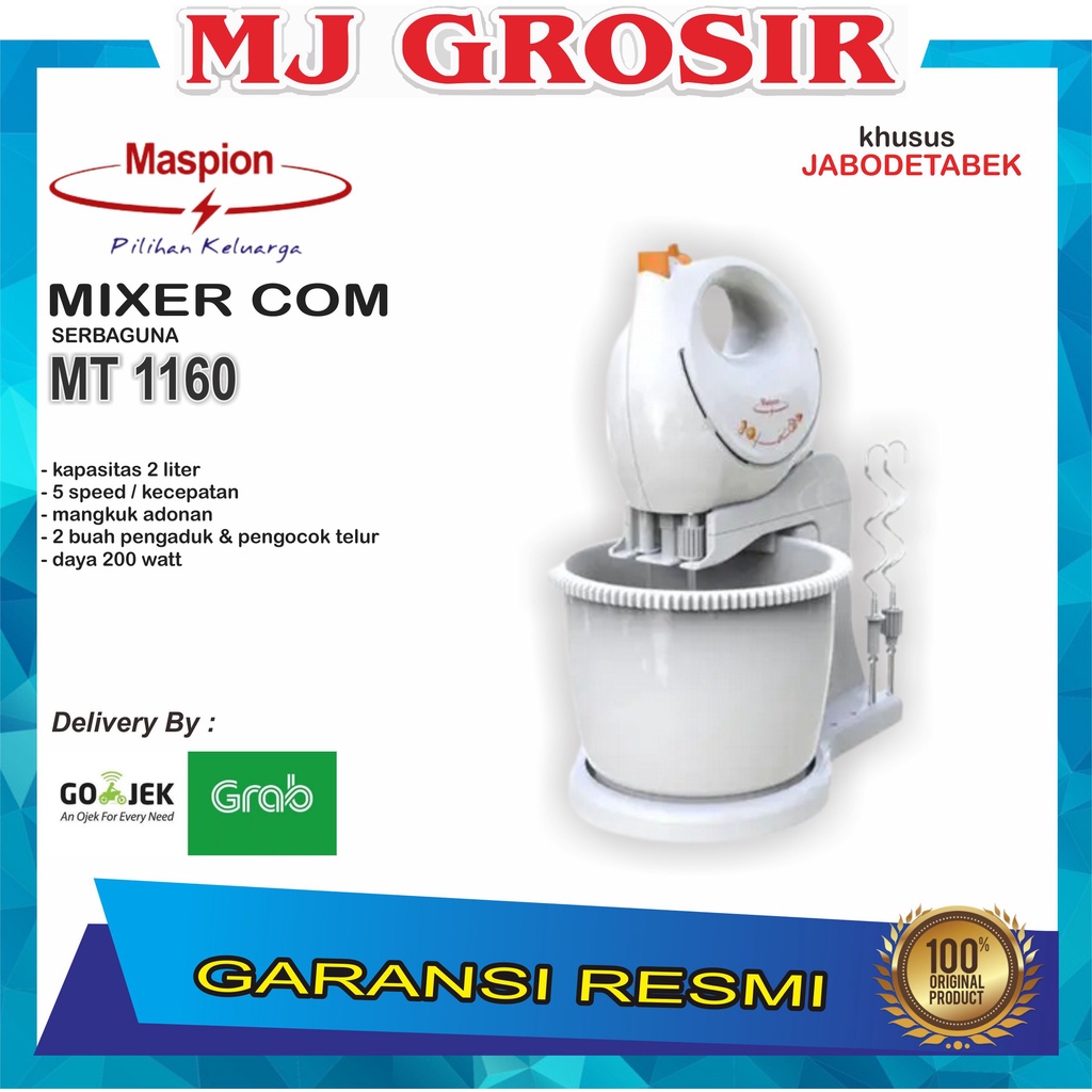 PROMO STAND MIXER COM MASPION MT 1160 SERBAGUNA MESIN PENGHALUS