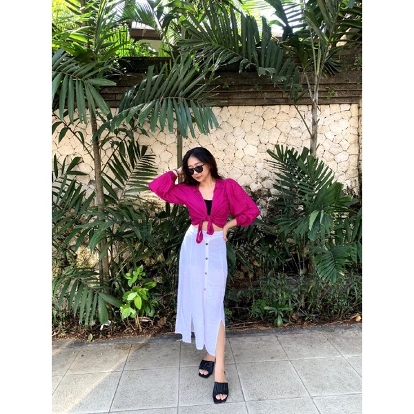 Loly Wrap Top - Atasan Kemeja Wanita Kekinian Korean Style Blouse Wanita Jumbo Hijab Friendly (LL)