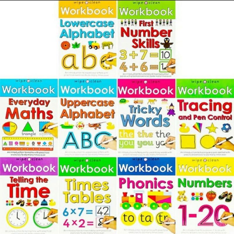 

buku workbook wipe clean workbooks time table phonics tracing