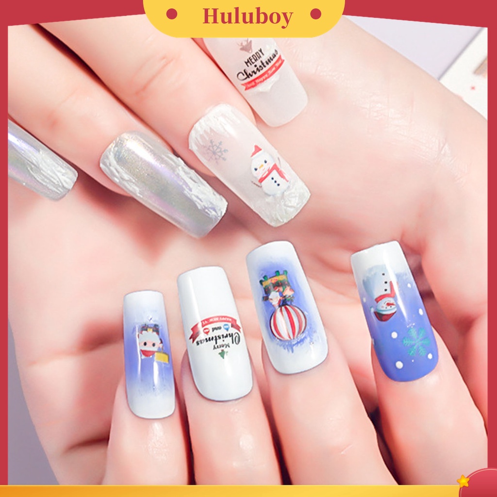 Huluboy Huluboy♡ Stiker Kuku Motif Kartun Natal 3D Untuk Wanita