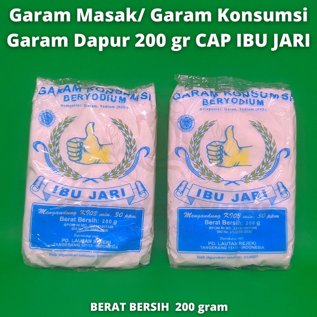 

Garam Masak Garam Konsumsi Garam Dapur 200 gr CAP IBU JARI