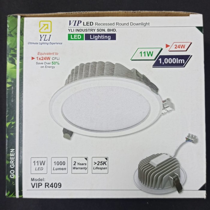 YLI VIP Downlight LED Panel 11W 11 Watt Type Round Bulat Cahaya Putih