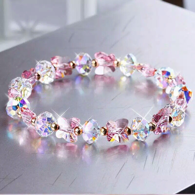 Gelang Swarovski original kupu cantik ELASTIS
