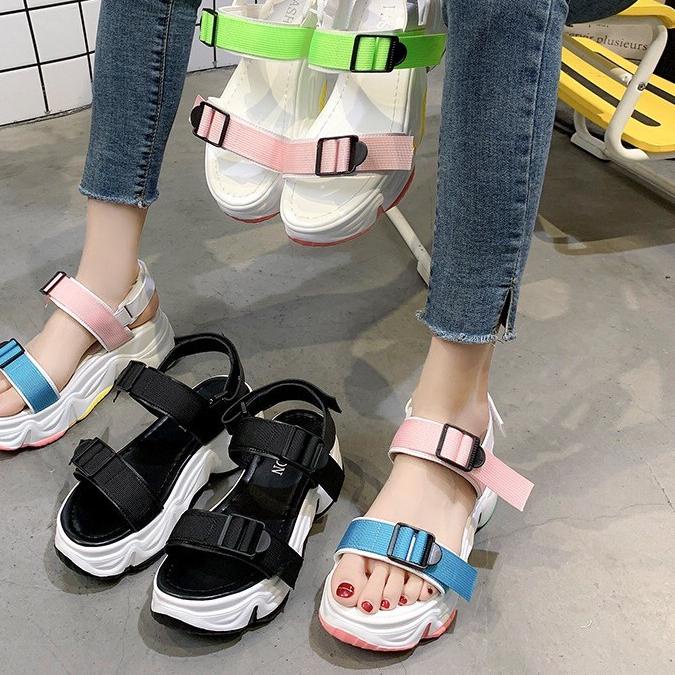 ✷ AXELINE PLATFORM WEDGES WANITA NEW RAINBOW SANDAL GUNUNG ✭