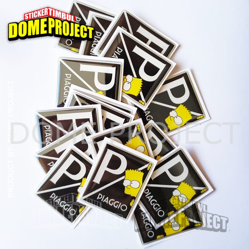 EMBLEM DASI VESPA PIAGGIO BART SIMPSON HITAM STIKER RESIN LENTUR STIKER BODY MOTOR AKSESORIES VESPA